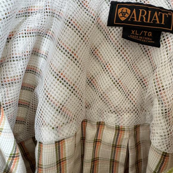 Ariat Button Down Vented Long Sleeve Men’s XL Shirt Checkered Pocket Western - Picture 6 of 16